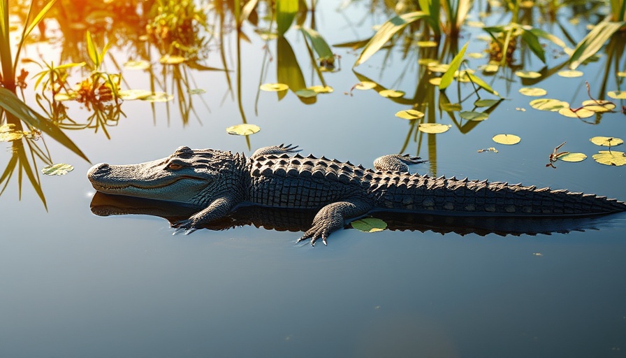 Alligator in a Florida wetland for attack safety awareness.