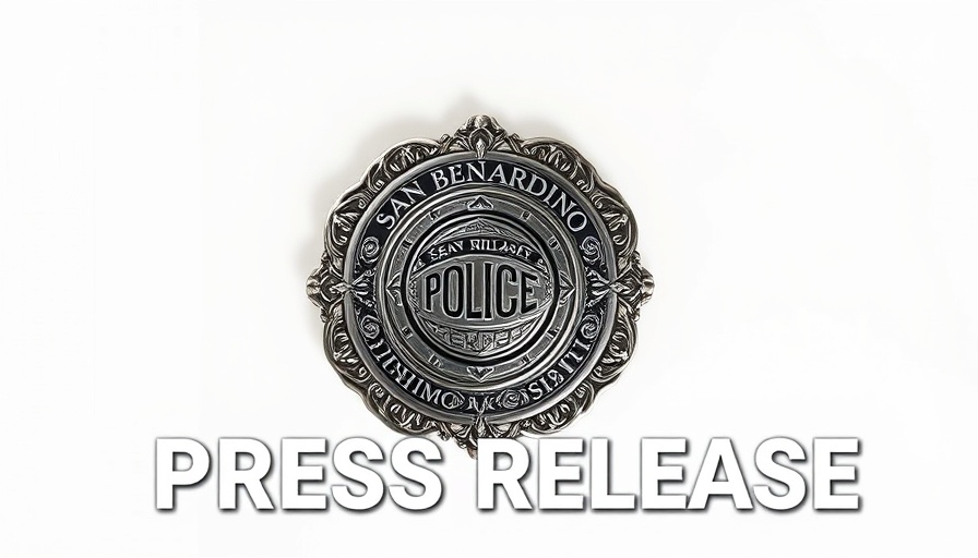 San Bernardino PD badge featured on press release.