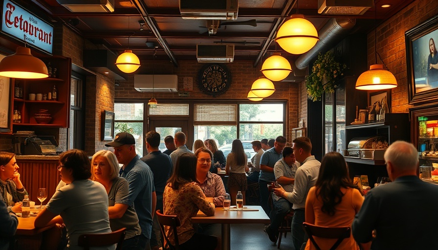 Interior of a lively restaurant with patrons, focusing on Olmsted Restaurant Closure.