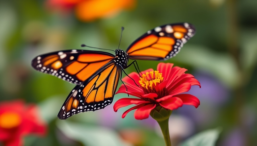 Close-up of Western monarch butterfly on red flower