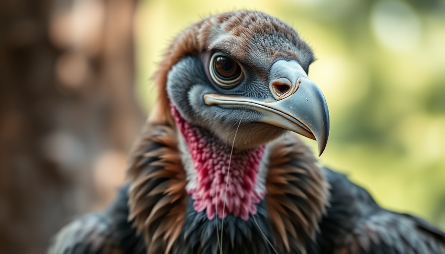 Close-up of a vulture's head used in genetic forensics in wildlife crime.