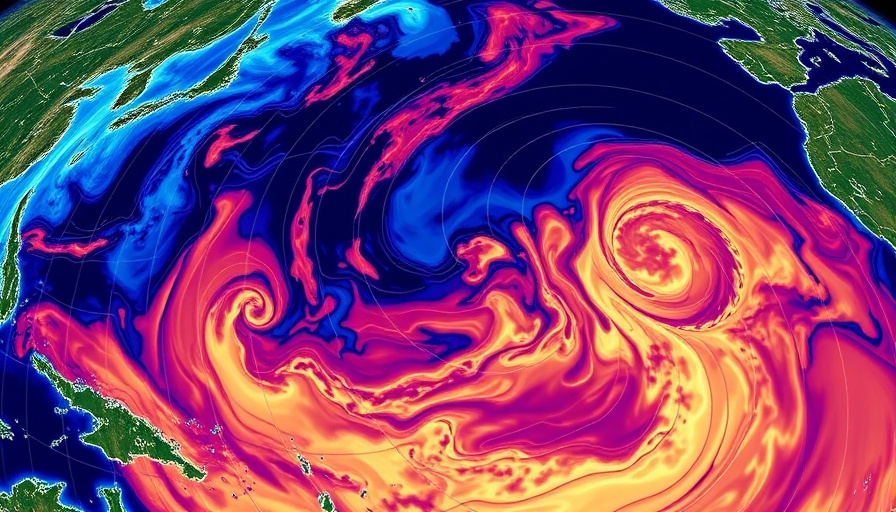Weather map illustrating southerly eddy ocean winds dynamics.