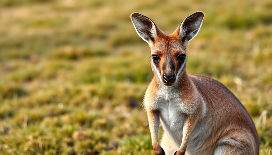 Kangaroo standing on grass, advocating to end private exotic animal ownership.