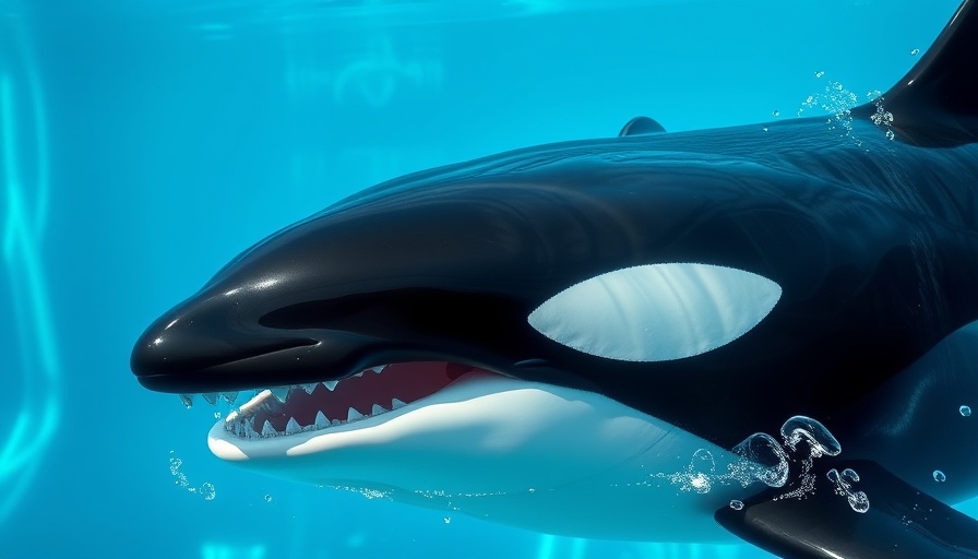 Orca swimming, highlighting marine mammal captivity.