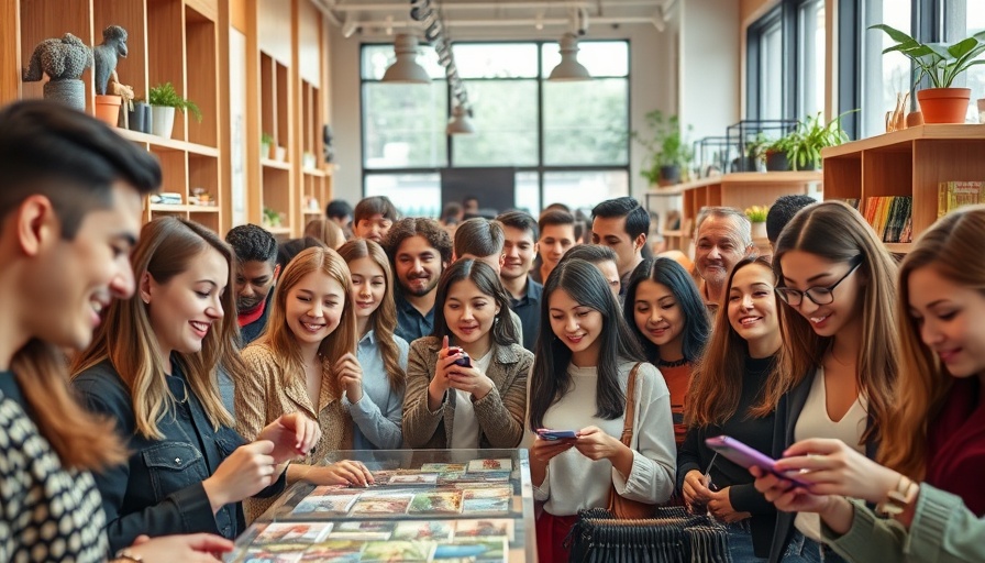 Trendy crowd enjoying shopping in a stylish boutique setting.