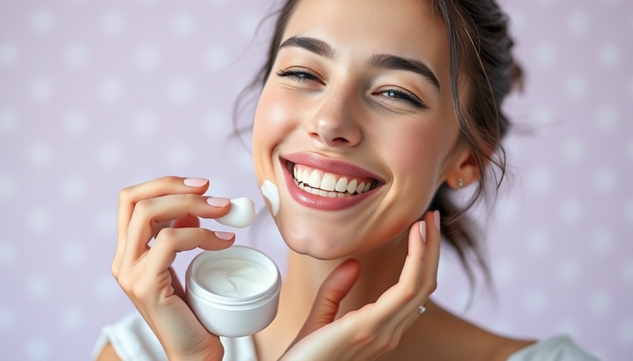 Woman applying summer skincare products with a smile