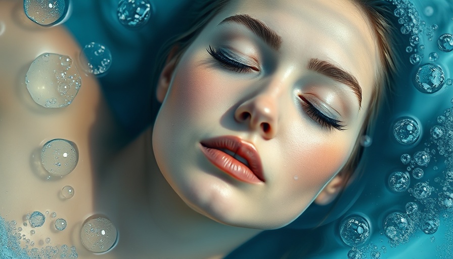 Serene woman immersed in water representing injectable skin boosters.