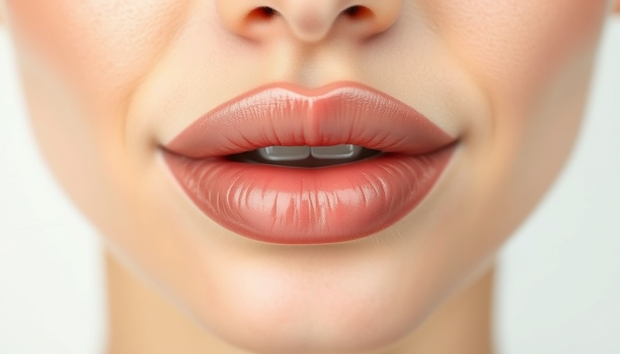 Close-up of enhanced lips, neutral expression, photorealistic.