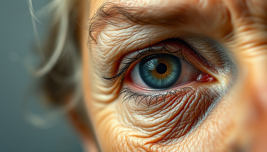 Close-up of an older woman's eye, highlighting aging features, Ozempic face.