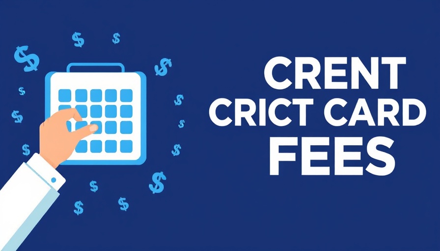 Illustration of credit card fees concept with person and spreadsheet.