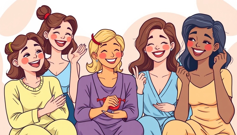 Cartoon women practicing self-care activities with cheerful expressions.