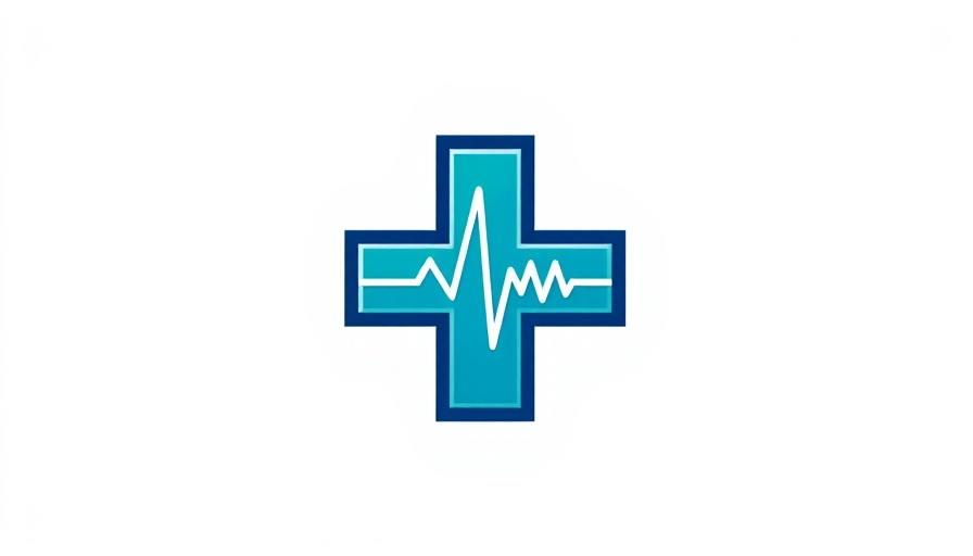 Medical spa logo with heartbeat in blue and green.