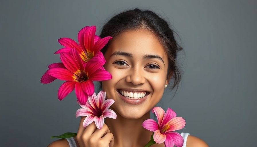 Joyful young woman with flowers, embracing spring aesthetic trends.