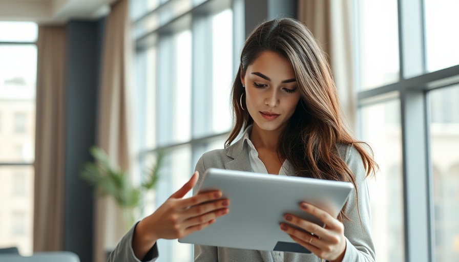 Woman analyzing key performance metrics for med spa growth on a tablet.