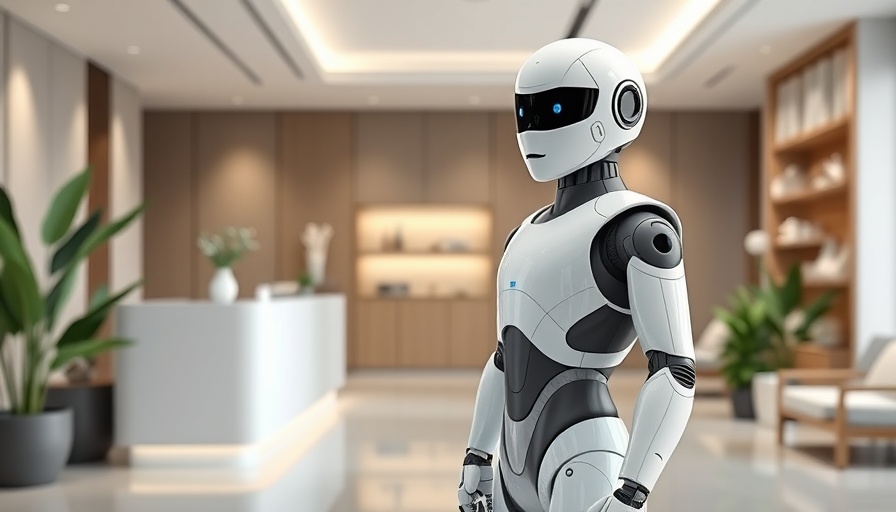 AI robot enhancing med spa services at reception desk.