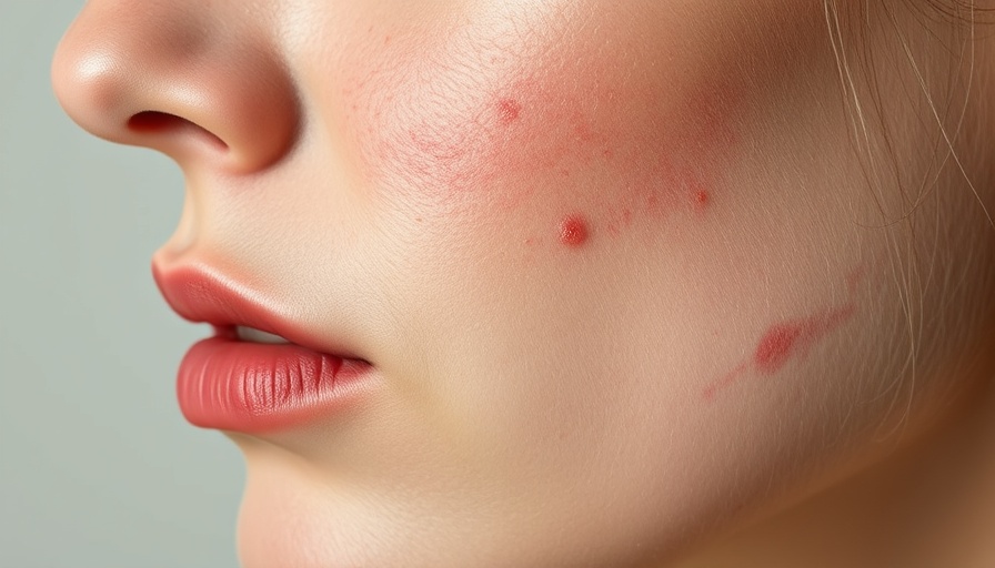 Close-up of inflamed skin texture on woman's cheek, showcasing neurotoxins for inflammatory skin conditions.