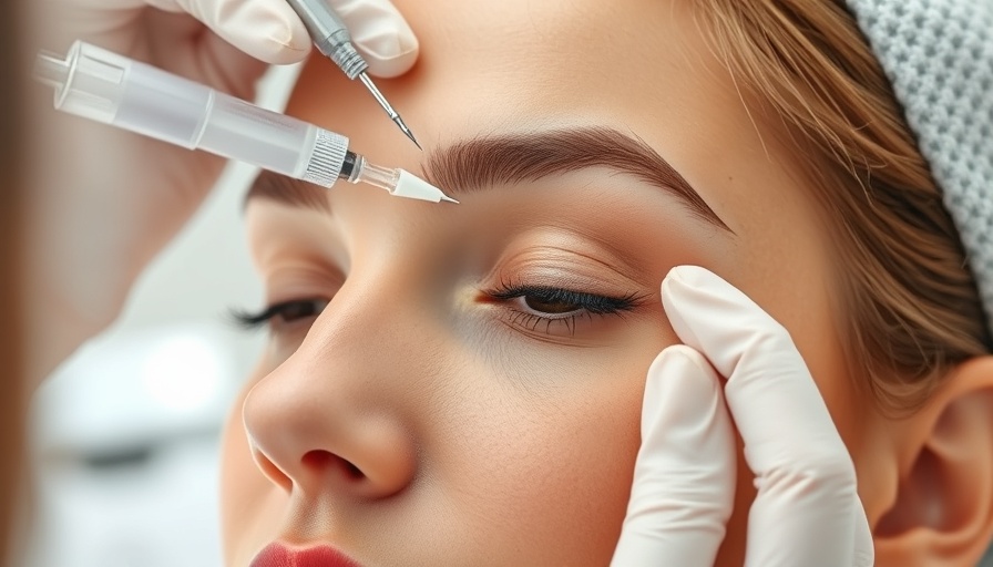 Young woman receives baby Botox in clinical setting, close-up.