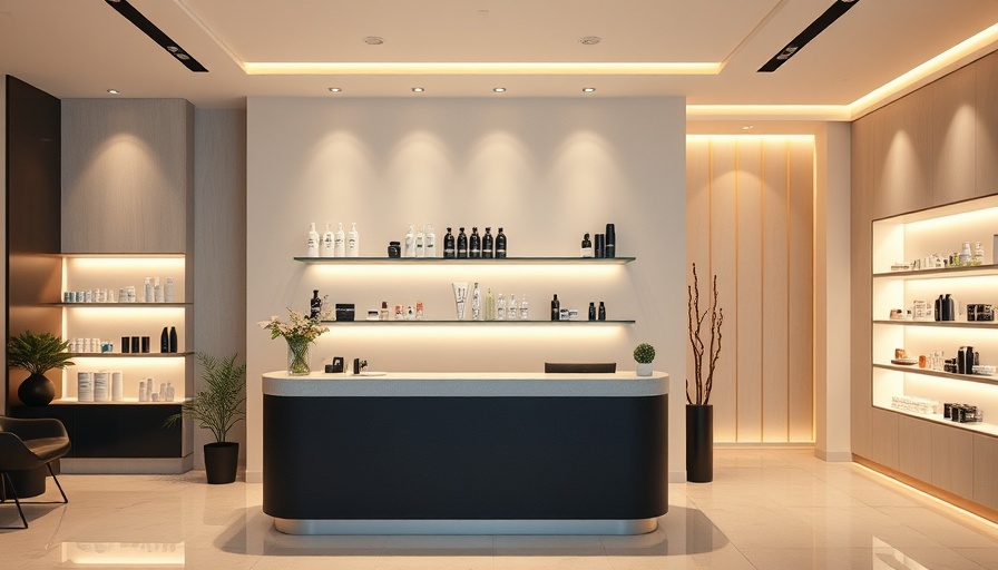 Modern beauty destinations: sleek reception area in aesthetic clinic.