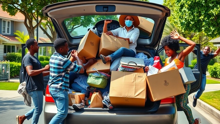 Amusing scene of African family packing chaos, reflecting authenticity in leadership.