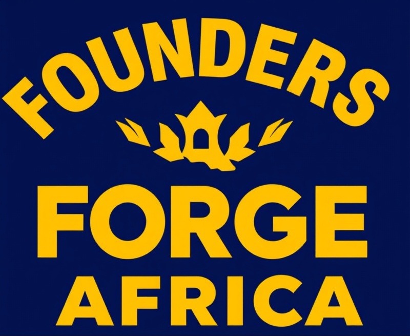 Bold logo in golden yellow and navy blue for 'FOUNDERS FORGE AFRICA' - financial literacy for kids.