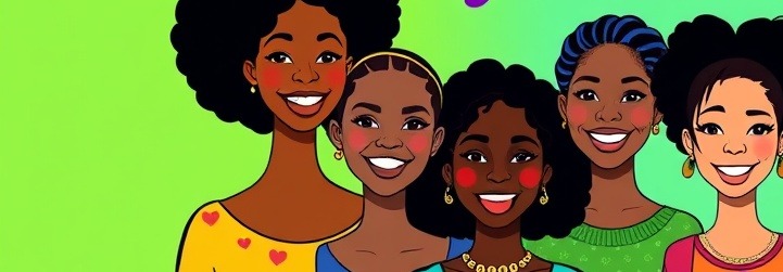 Diverse African women promoting HPV awareness in a vibrant, cheerful illustration.