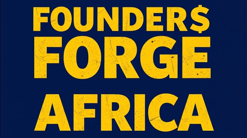 Bold golden yellow and navy blue text for 'Founders Forge Africa' kids financial literacy program.