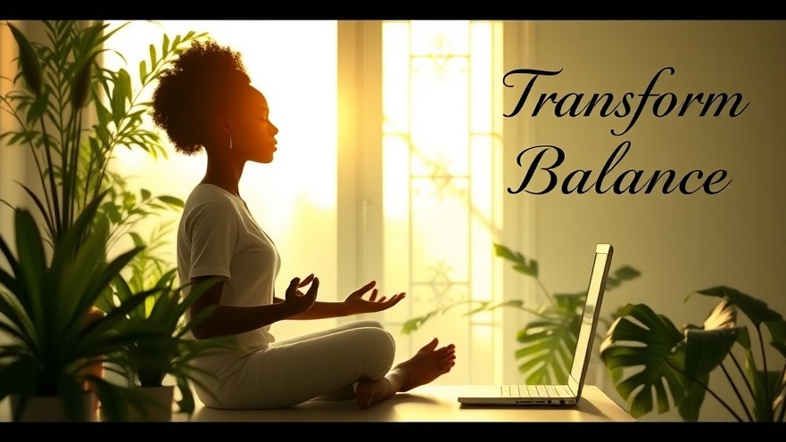 African woman meditating at a desk for work-life balance and mental health resilience.