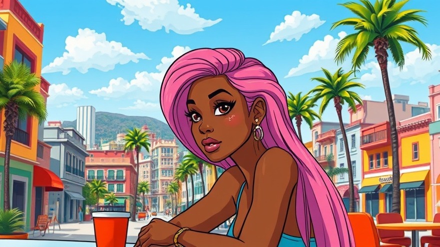 Thoughtful young African woman enjoying Lofi music benefits in a vibrant urban café.