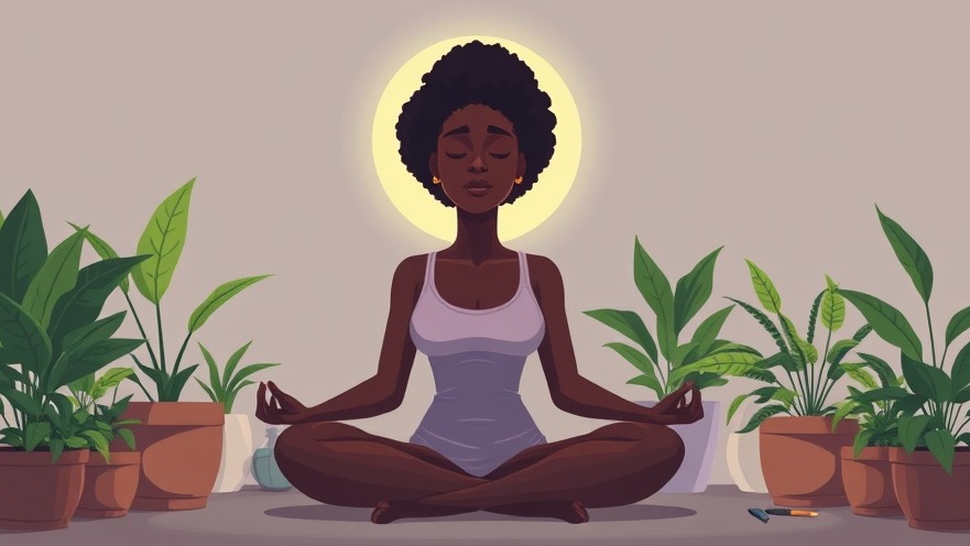 Mindfulness for entrepreneurs: serene African woman meditating in a calming digital space.