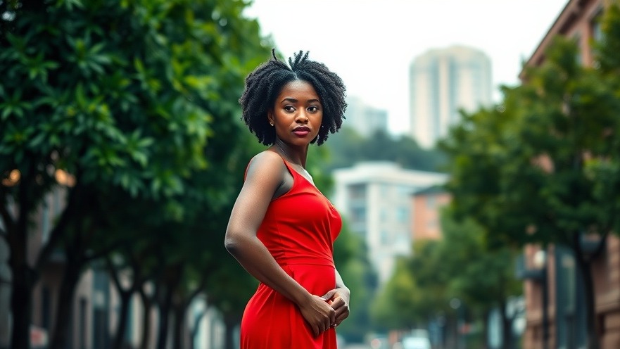 Confident African woman in a stylish red dress, showcasing Bolaji Kekere-Ekun's vibrant vision.
