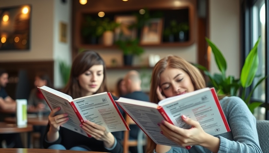 People reading menus in a cozy cafe setting