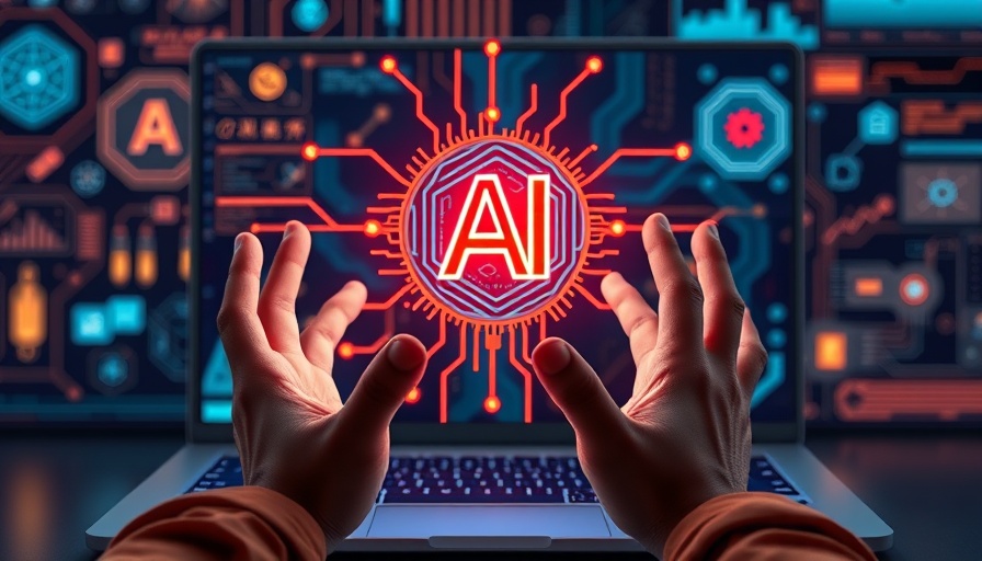 AI leadership concept with holographic circuit display and hands