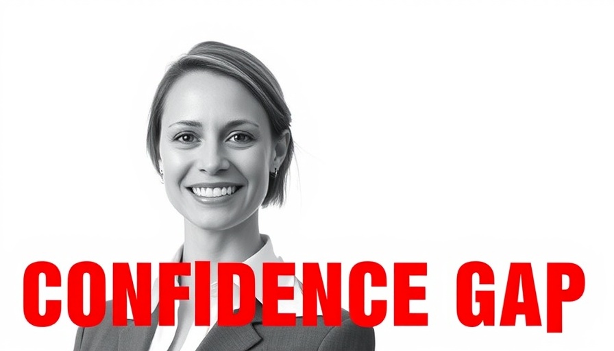 Portrait of smiling woman with text about confidence gap.