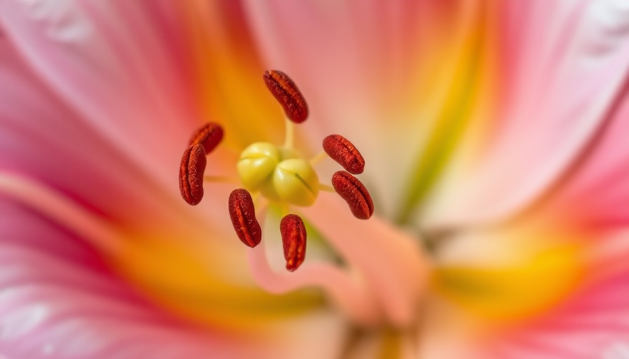 Close-up of lilium flower highlighting flower anatomy.
