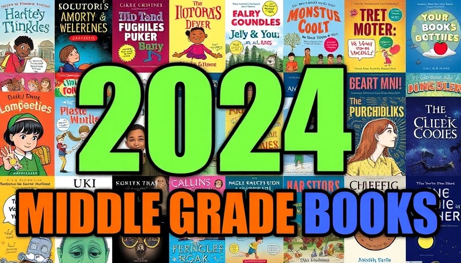 Collage of middle grade books 2024 with text overlay