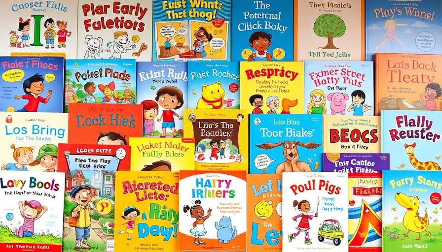 Colorful early readers books covers collage, 2024.