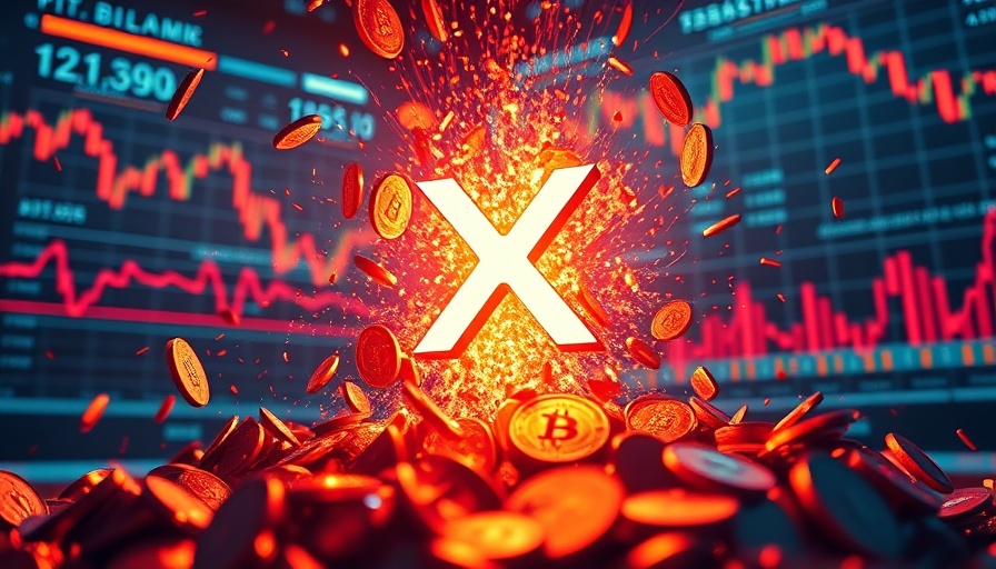 XRP Predictions visual with coins and market trends.