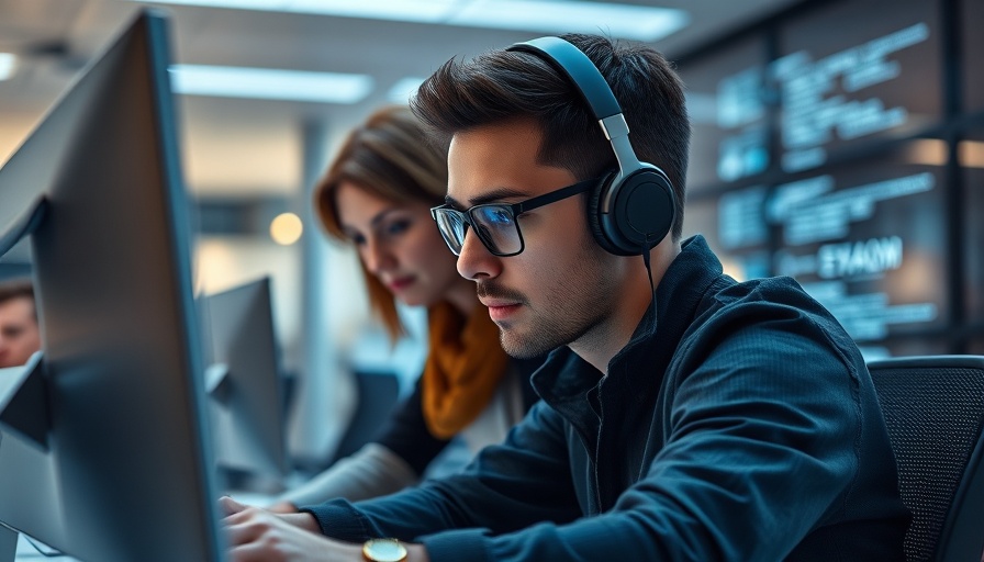 IT Certification: Focused tech support team working in modern office.