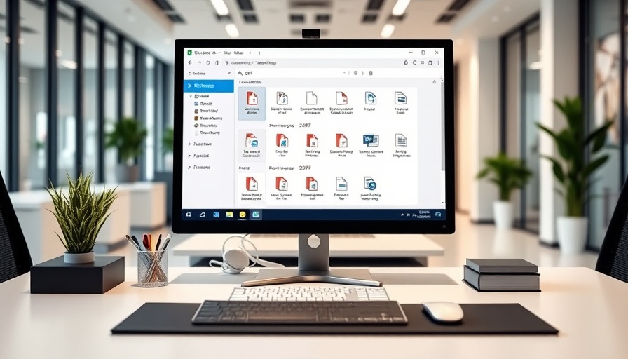 Computer showing PDF tool interface in modern office setting