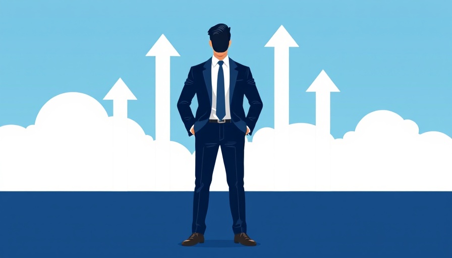 Entrepreneurship risk illustrated with businessman and growth arrows.