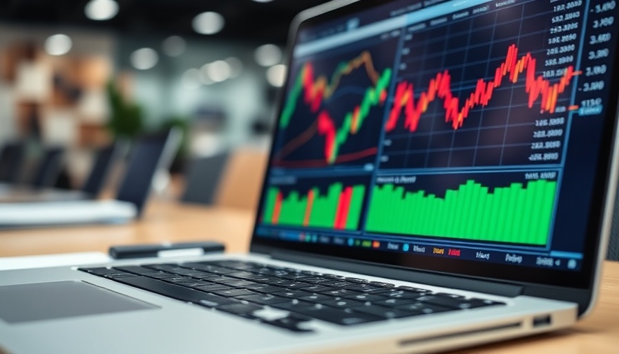 Close-up of laptop displaying financial graphs; fintech revolution.