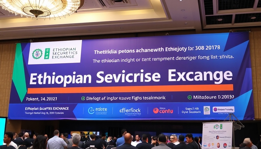 Ethiopian Securities Exchange banner at Africa Stock Exchange event.