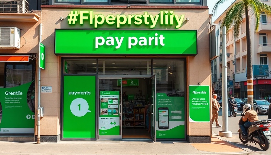 Digital payment service store in Kenya with green signage.