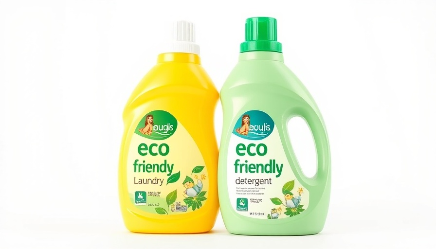 Bulk laundry detergent bottles with eco-friendly design on white background.