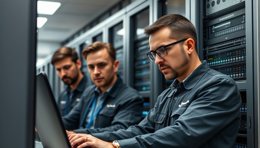 Network administrators working in a data center.