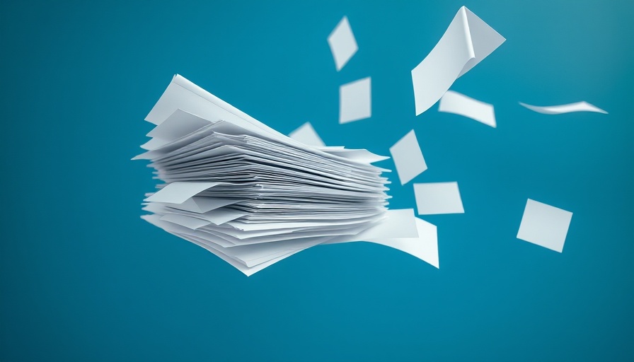 Stack of papers with flying sheets symbolizes resume updating transition.