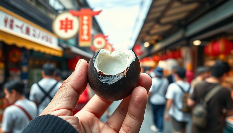 Japan's black egg enhancing longevity in bustling market scene.