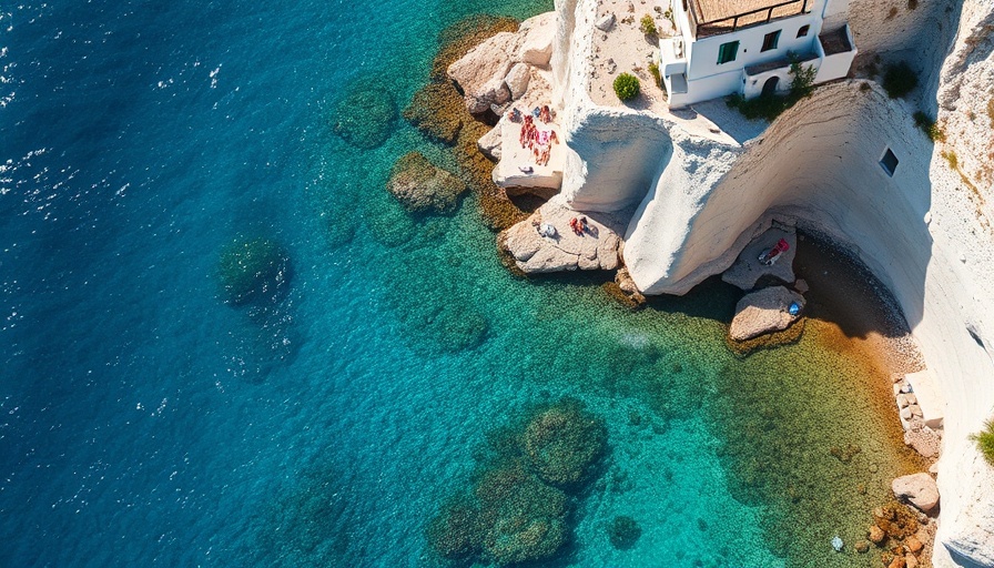 Best Greek islands to visit this summer, aerial view of cliffs and sea.