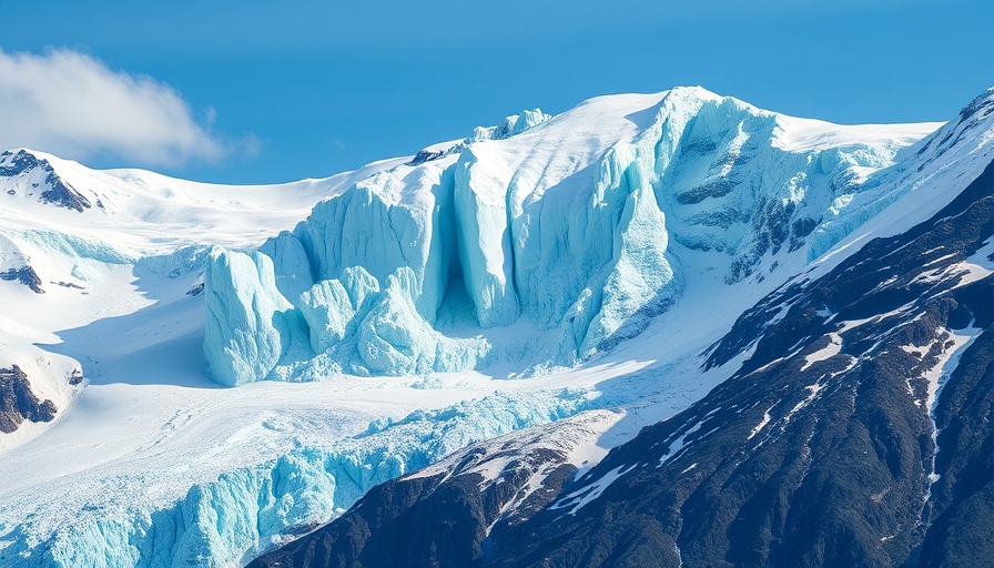 Stunning Alaskan glacier landscape under blue sky.