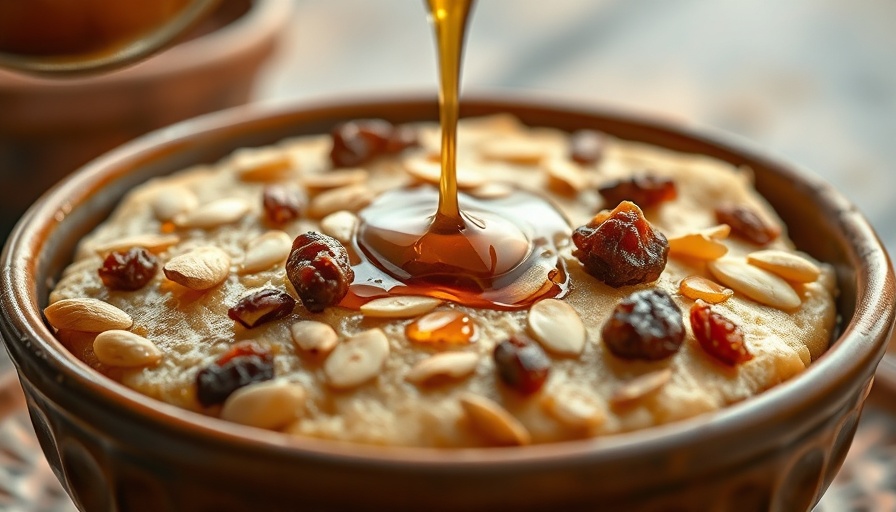 Yemeni flatbread pudding with syrup, almonds, and dates.